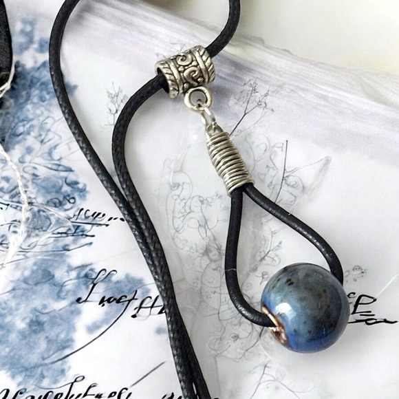 5 For $25💫Bermuda Blue Ceramic Bead Pendant Necklace - Picture 3 of 3